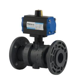 U-PVC PNÖMATİK AKTÜATÖRLÜ KÜRESEL VANA ÇİFT TARAF FLANŞ BAĞLANTILI